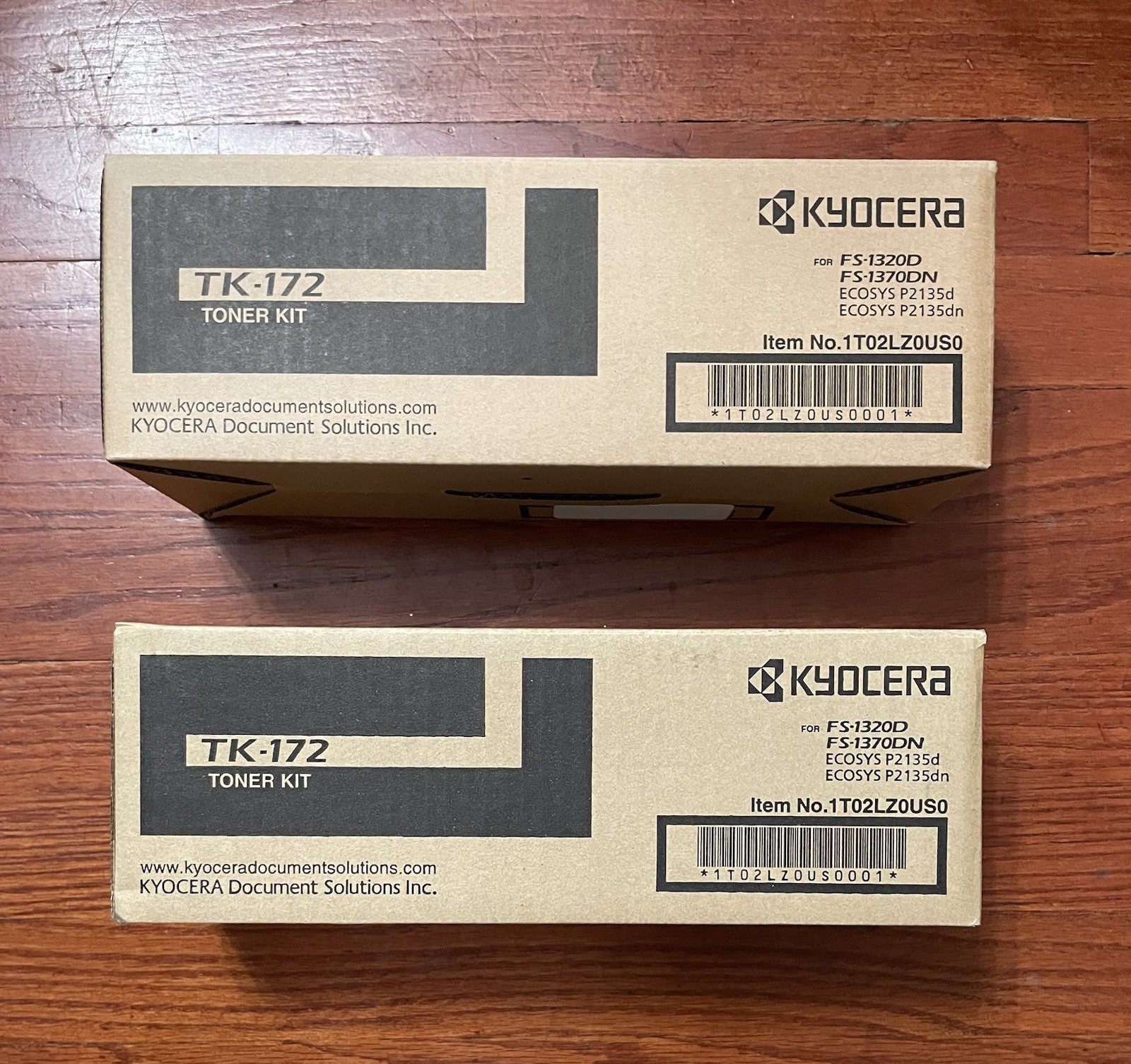 2pcs New Genuine Kyocera TK-172 Black Toner Kit FS-1300D, FS-1370DN