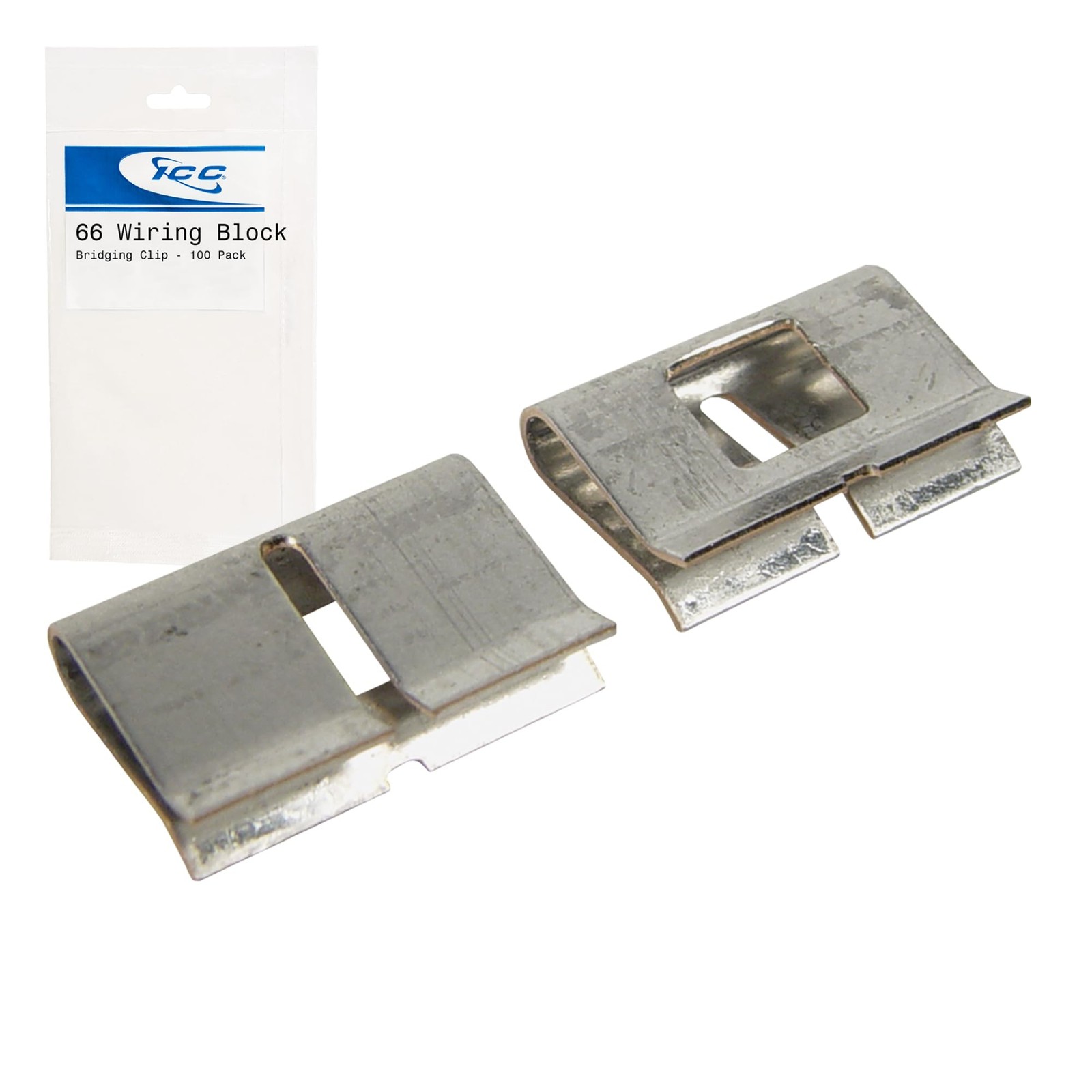 ICC 66 Wiring Block Bridging Clip, 100-Pack – Tin-Plated Phosphor Bronze, Electr