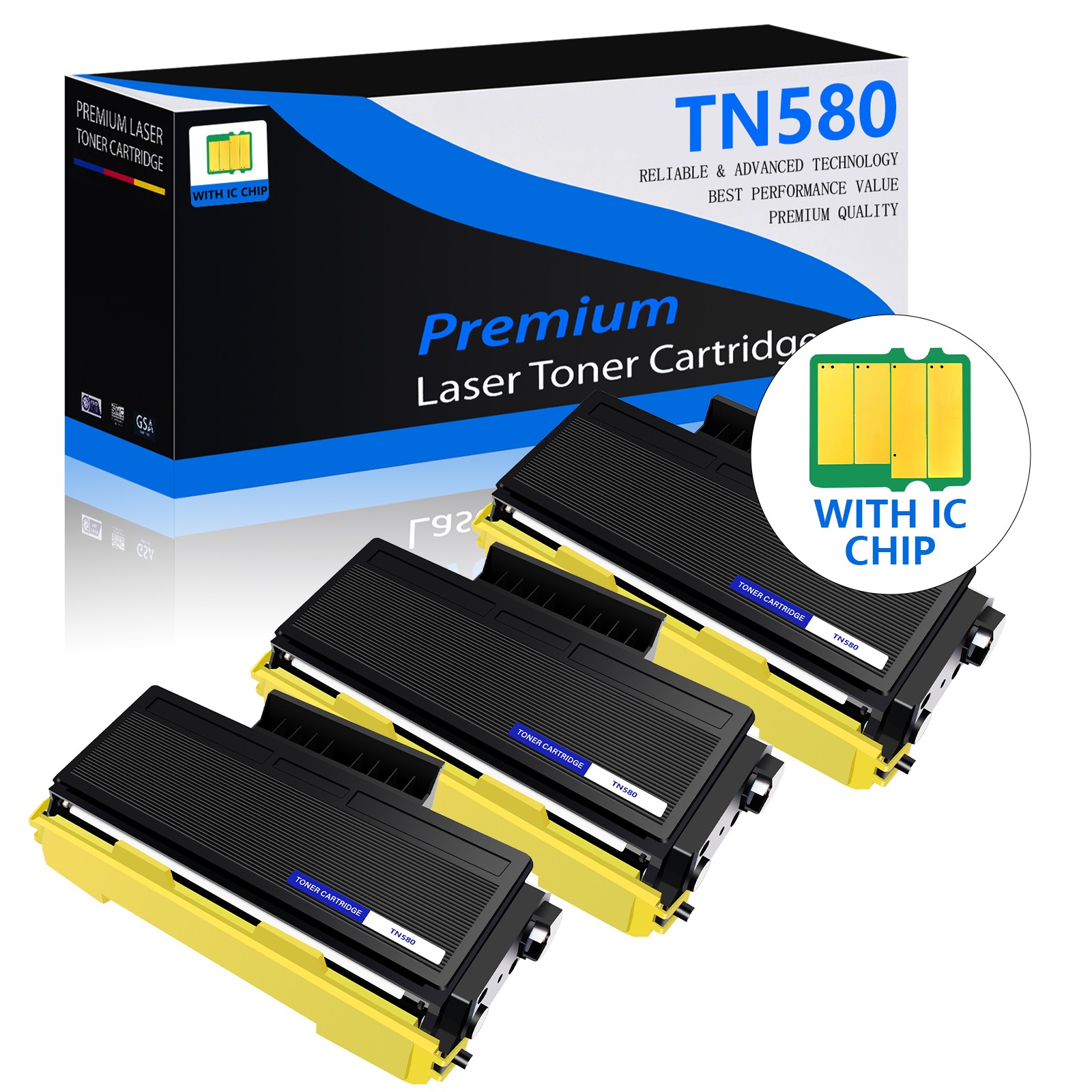 3PK For Brother TN580 Toner Cartridge TN-580 DCP-8060 DCP-8065 DCP-8065DN