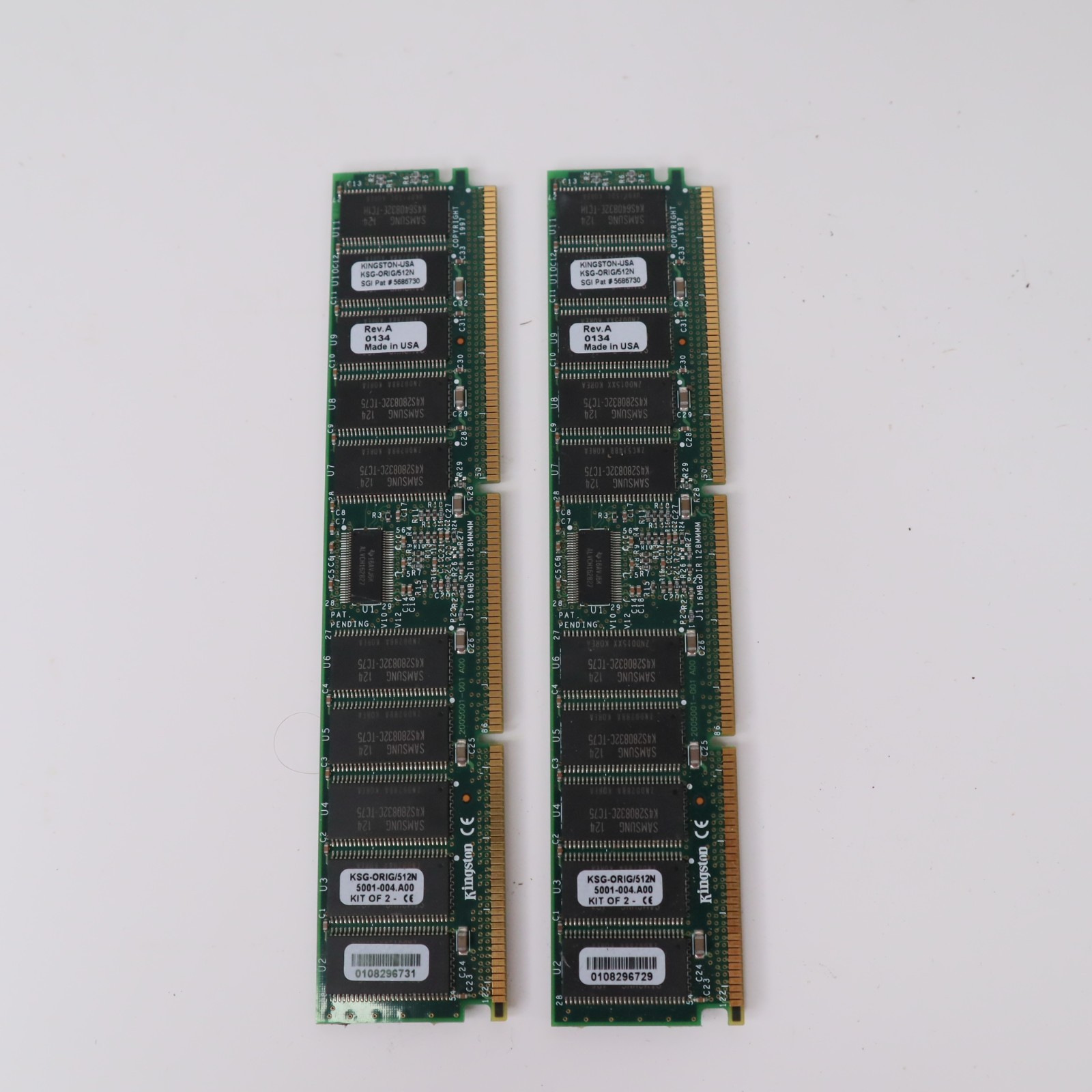 Kingston 512MB RAM 2x 256MB KSG-ORIG/512N 568 SGI Origin 200 2000 Onyx 2