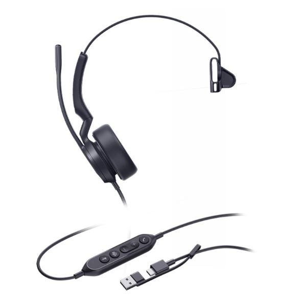 YEALINK (UH44) WIRED MONO HEADSET NOISE CANCELLING MIC LEATHER USB-C C/A ADAPTER