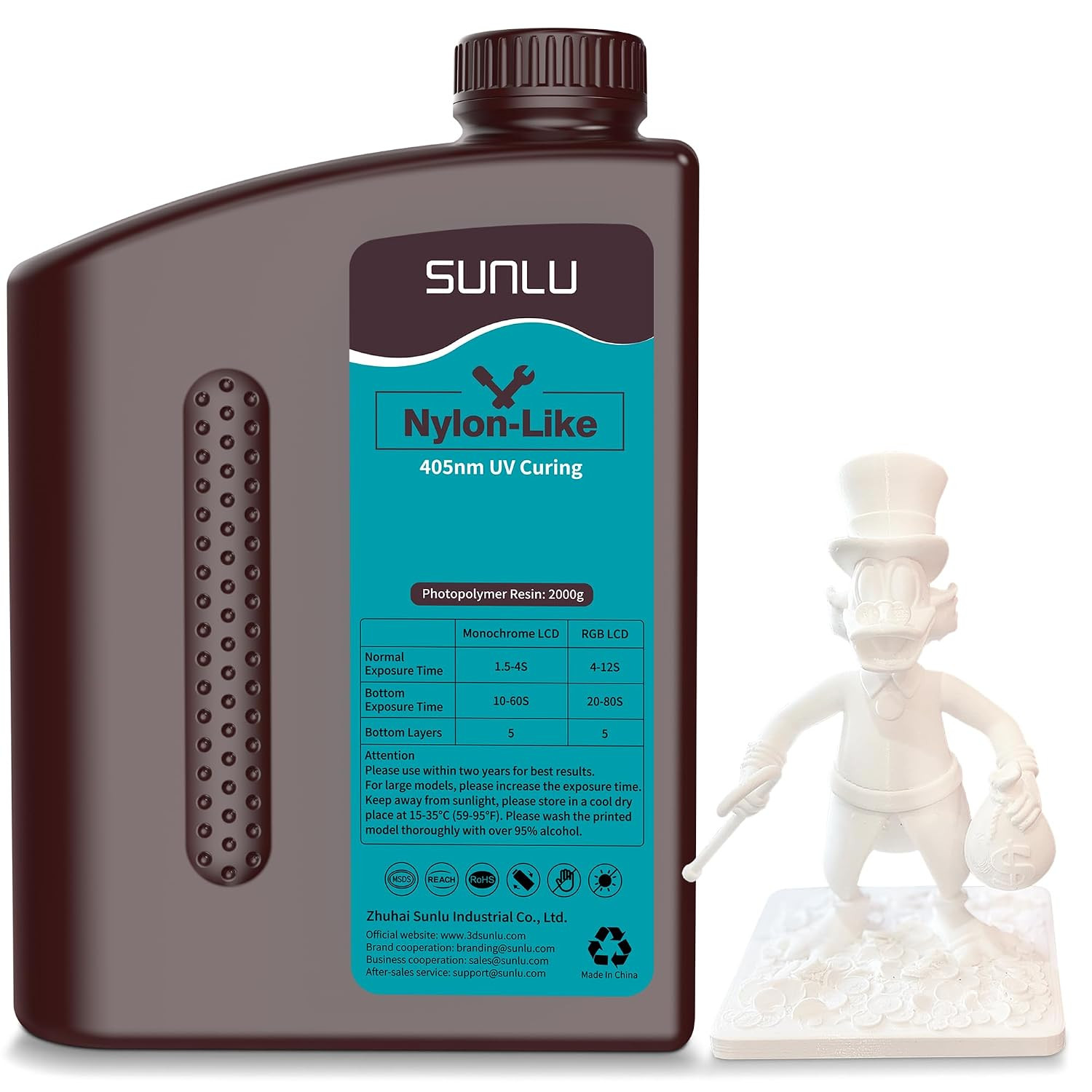 SUNLU 3D Printer Resin 2KG, Strong Durable Nylon like 3D Resin for LCD DLP SLA R