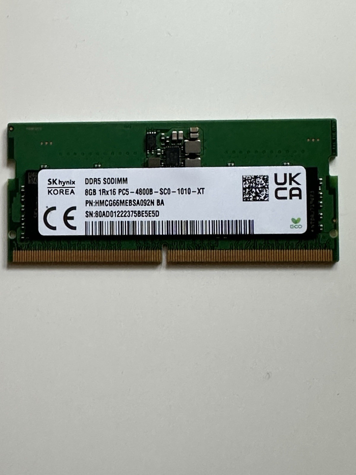 SK Hynix 8GB DDR5  Laptop SODIMM RAM4800MHz 1Rx16 PC5-4800B HMCG66MEBSA092N 095N