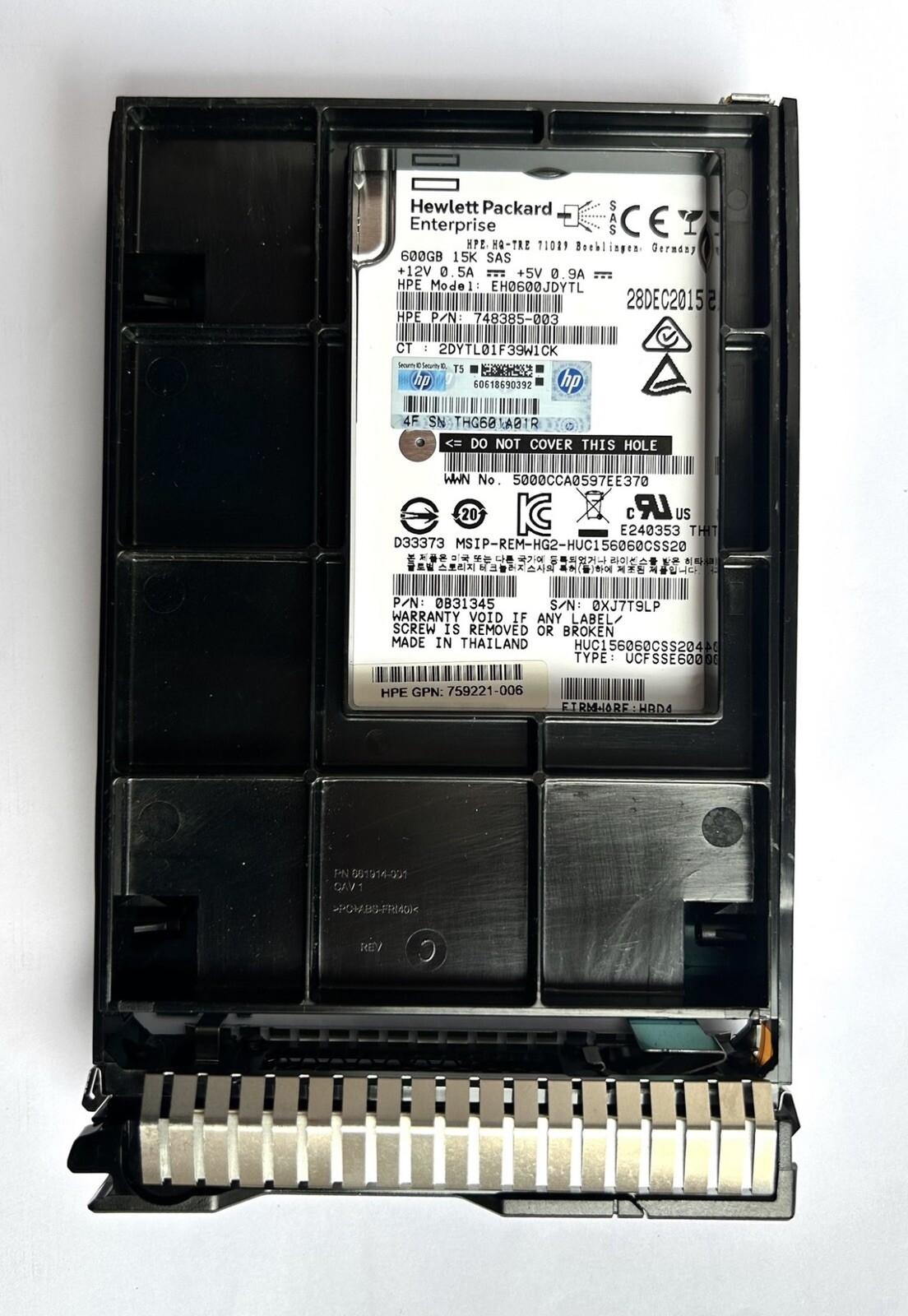 for HP 765867-001 765424-B21 ENTERPRISE 600GB SAS 12G 15K 3.5" SC Hard Drive HDD