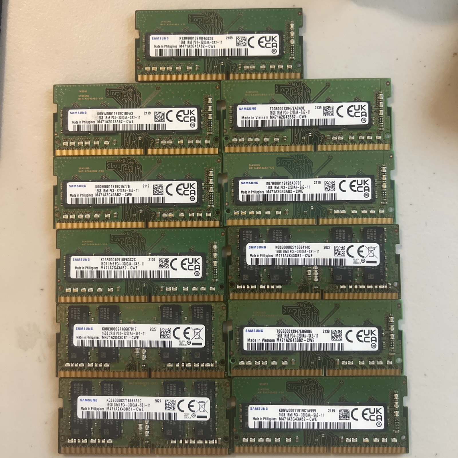 Lot of 11 Samsung 16GB DDR4-3200 SODIMM RAM ( Please Look At The Picture )