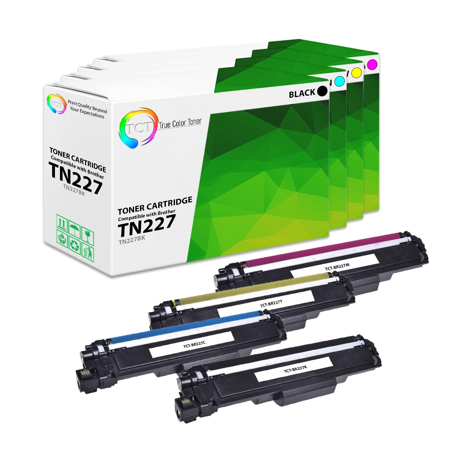 4Pk TCT Premium TN227K TN227C TN227M TN227Y HY Compatible Toner