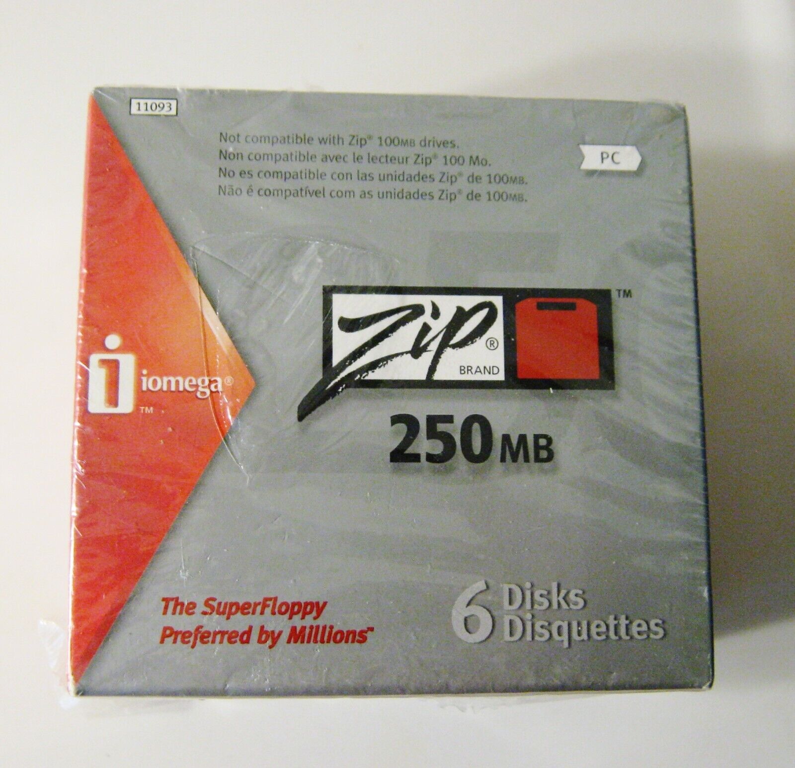 Six Iomega 250MB Zip PC Disks NEW Sealed Pack of Six 6