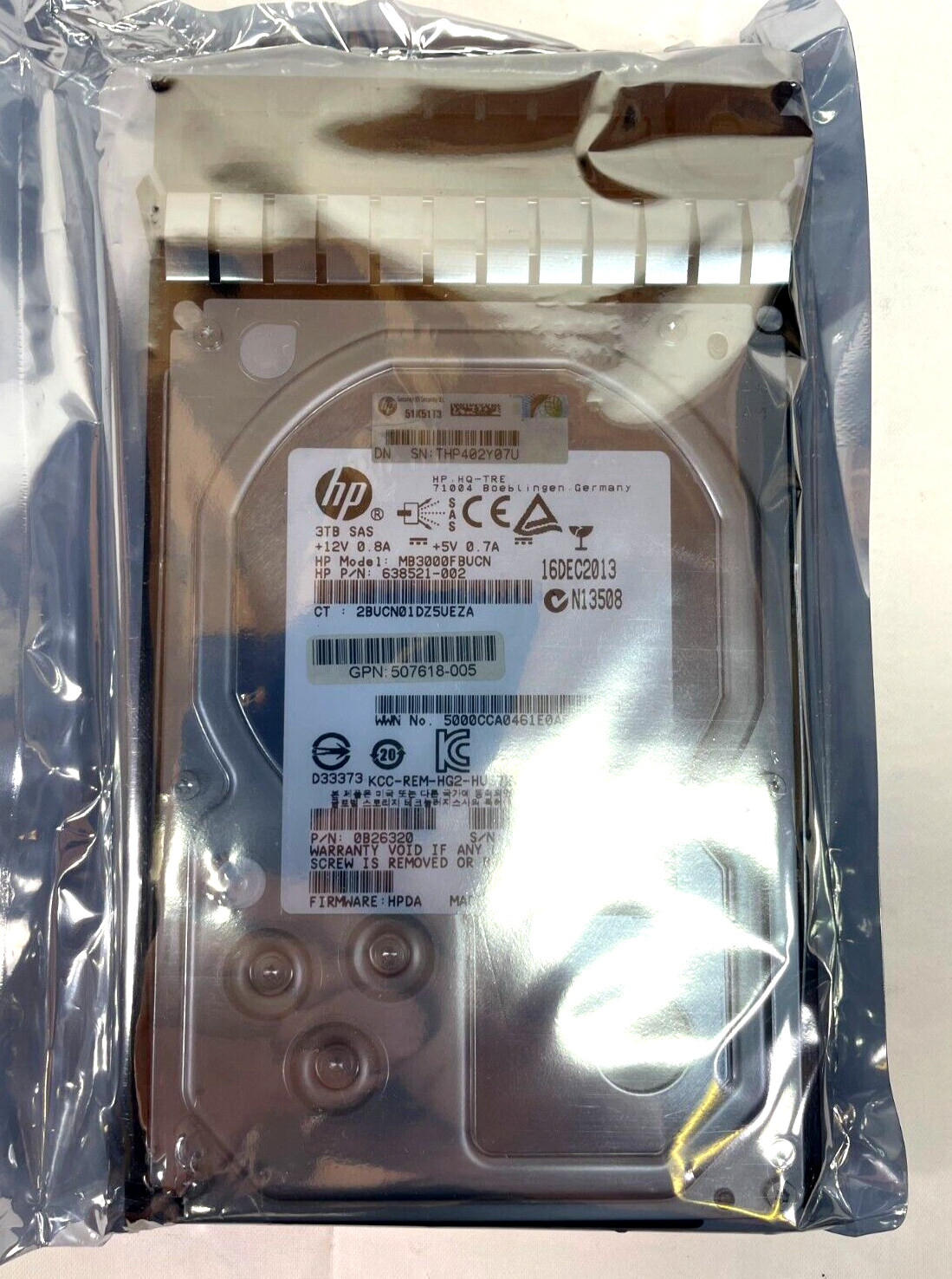 HP 3TB 7200rpm SAS 64MB Cache Hot Swap 507618-005 6GB/s 665507-003 625140-002