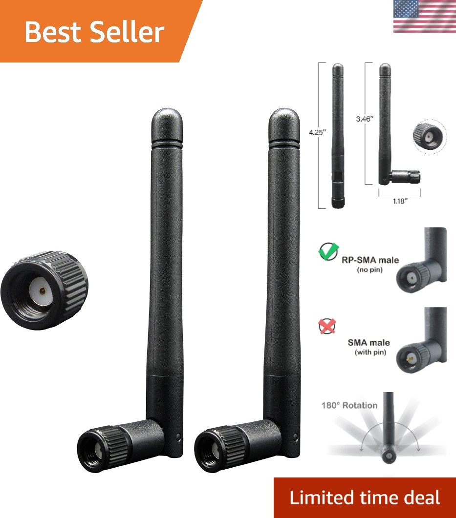 Versatile Dual Band WiFi Antenna RP-SMA Male - Improve Connection Stability