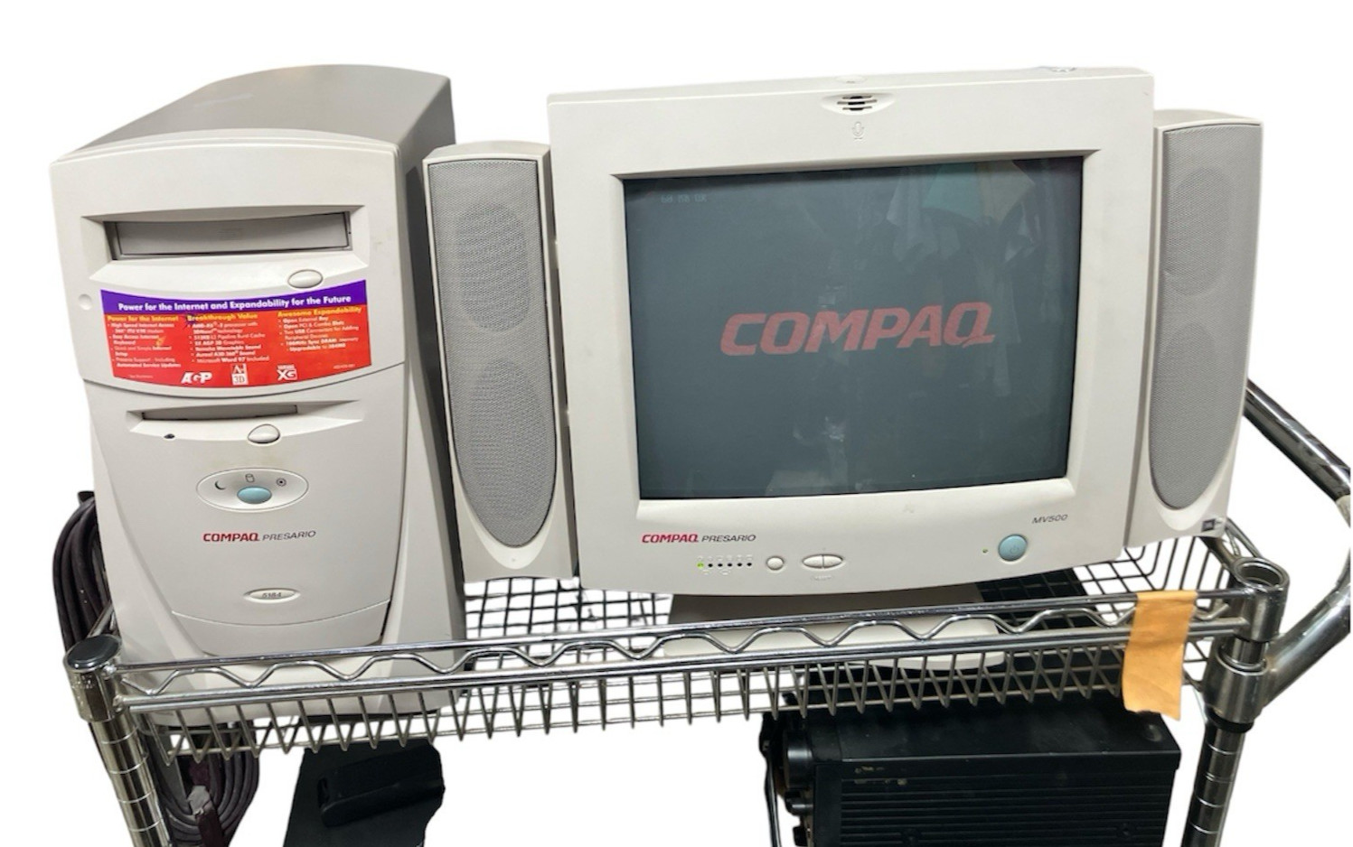 Vintage 1999 Compaq Presario 5184 PC Computer MV500 CRT Monitor JBL Speakers 14”
