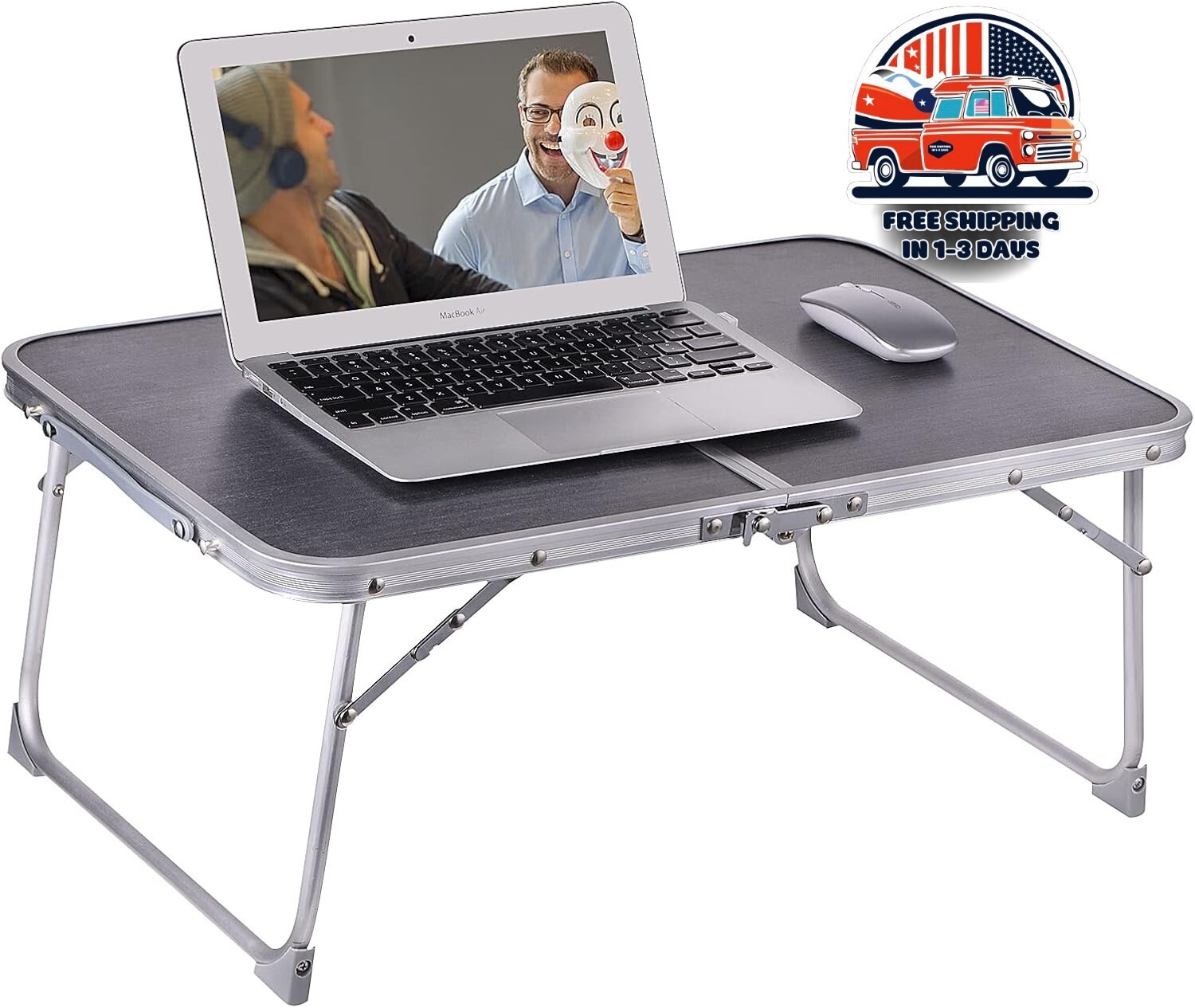 Mesa De Ordenador Escritorio Para Cama Laptop Portatil Plegable Color Gris NUEVO