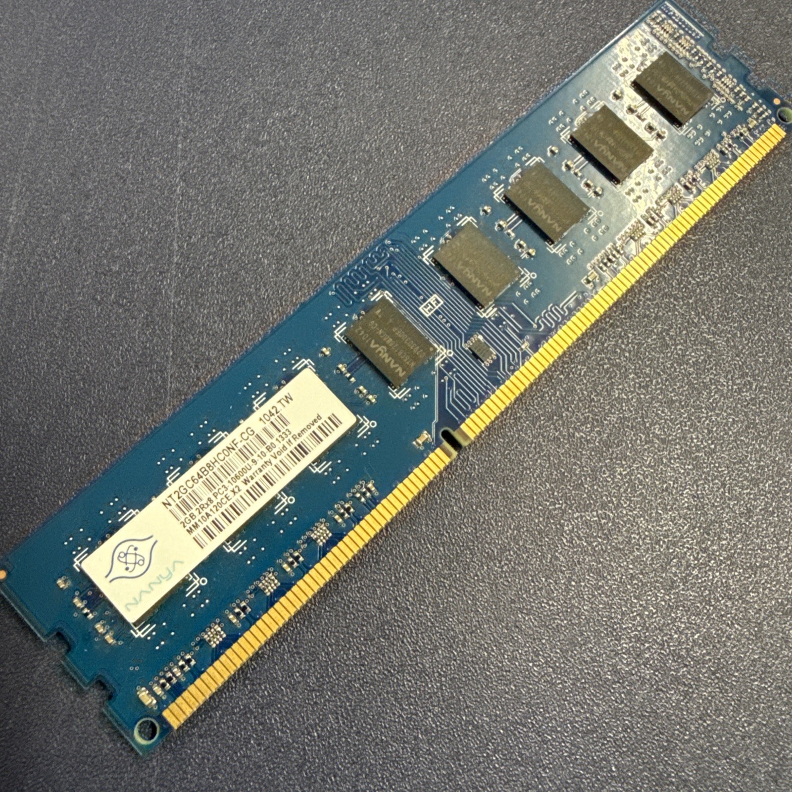 Nanya 2GB DDR3 Desktop RAM module (DIMM), PC3-10600 NT2GC64B8HCONF-CG 240 Pin