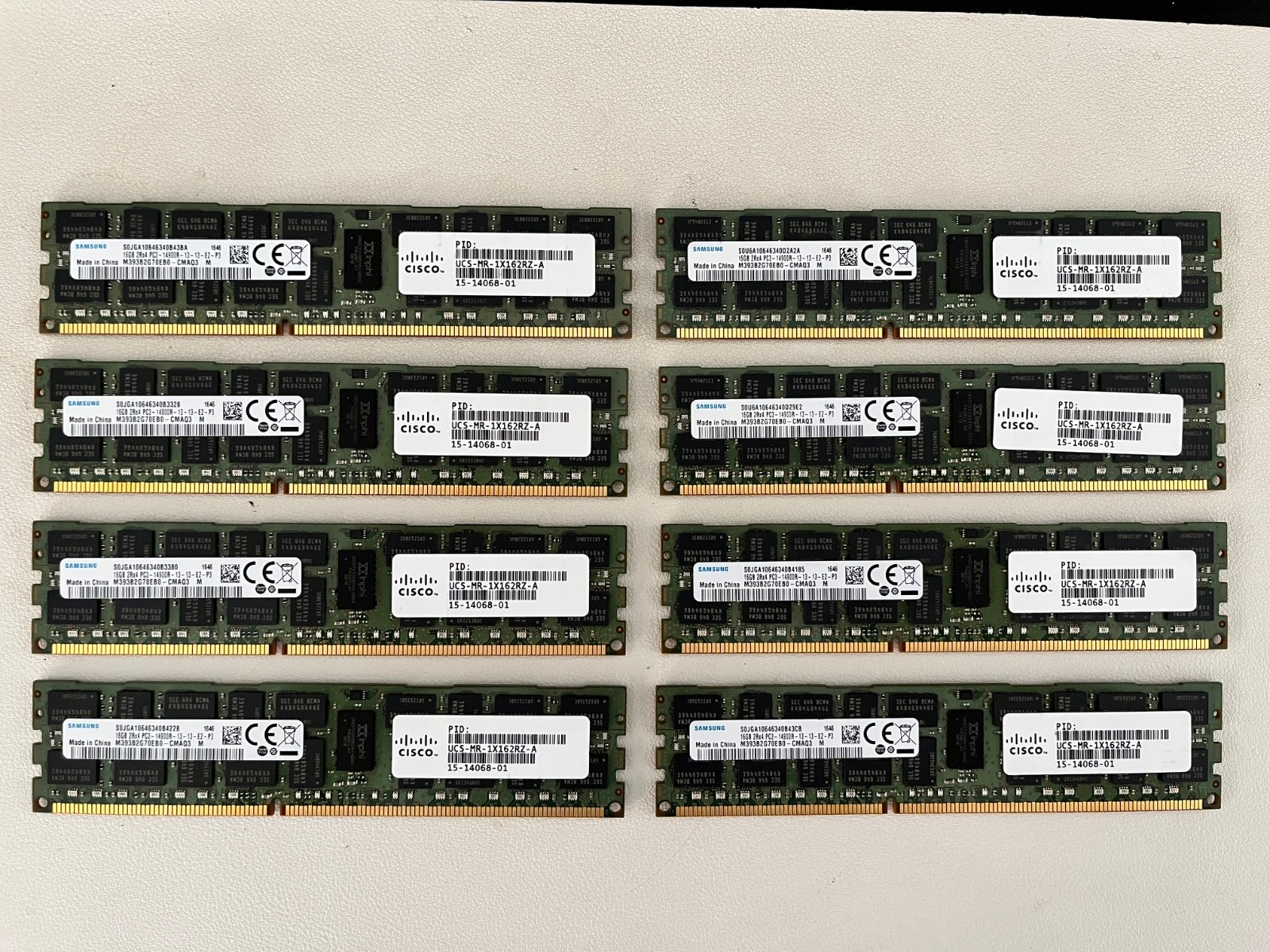 Lot of 8 Samsung 16GB DDR3-1866 ECC RDIMM 2Rx4 PC3-14900R Cisco UCS 128GB Cisco