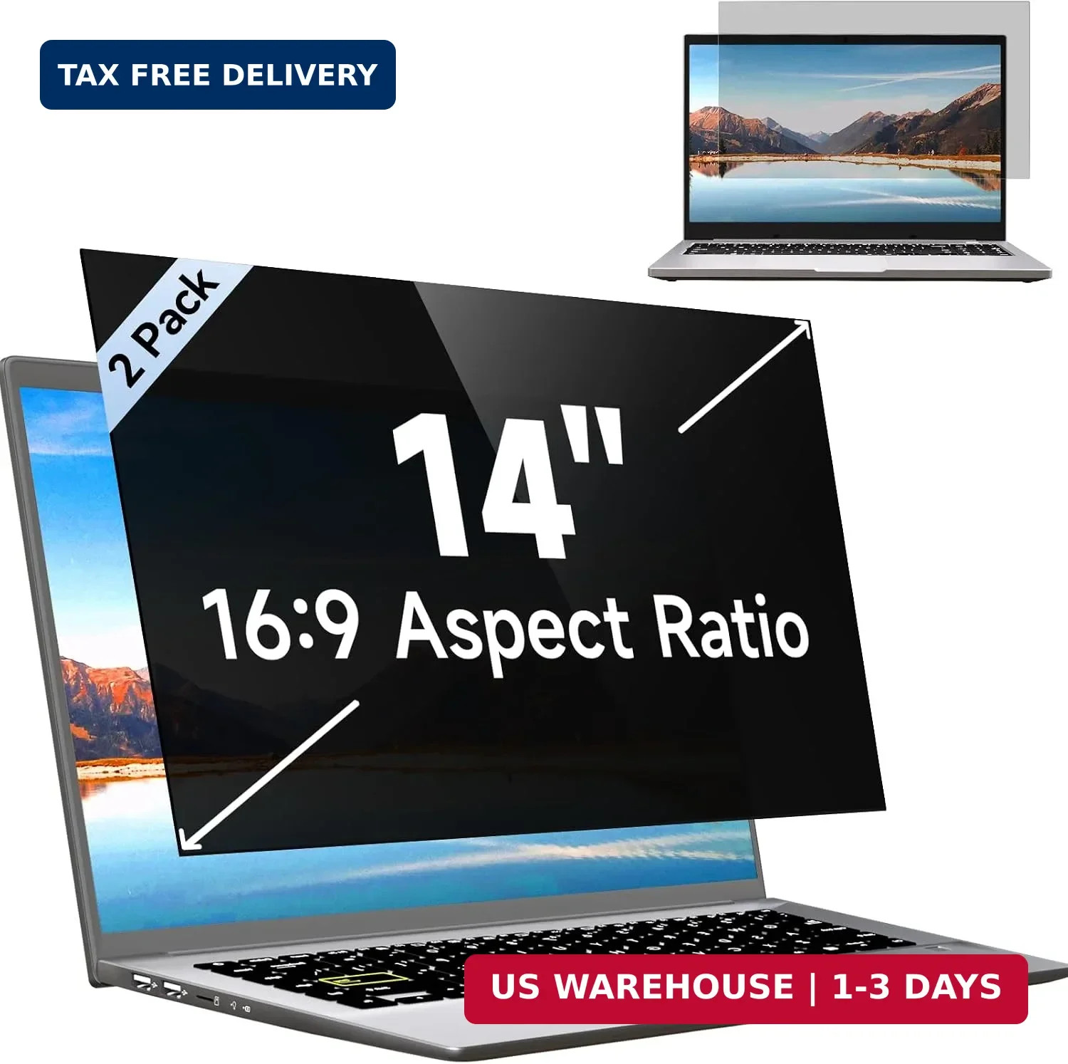 Mamol [2 Pack] 14 Inch Laptop Privacy Screen for Lenovo/HP Envy/Dell/Acer/Asus/T