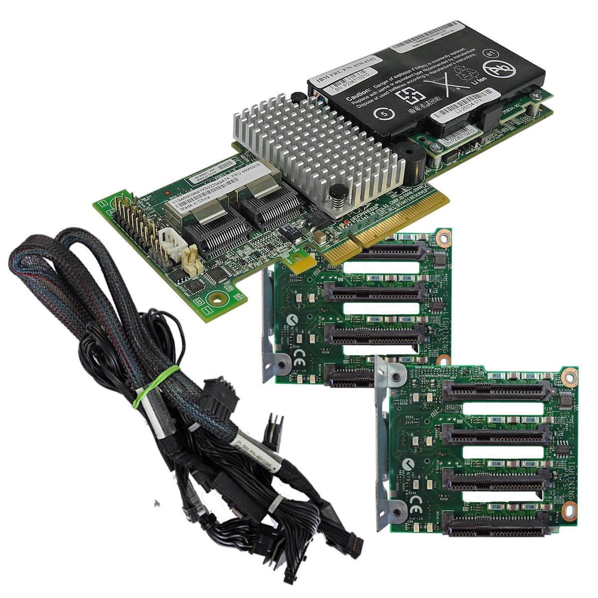 IBM ServeRAID M5015 6Gb PCIe RAID Controller 46C8927 + BBU + Cables + Backplanes