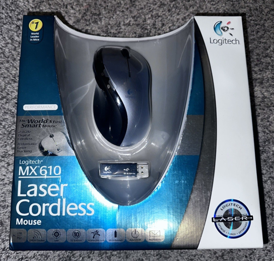 RARE NEW OLD STOCK Logitech MX 610 MX610 Wireless Cordless Smart Laser Mouse