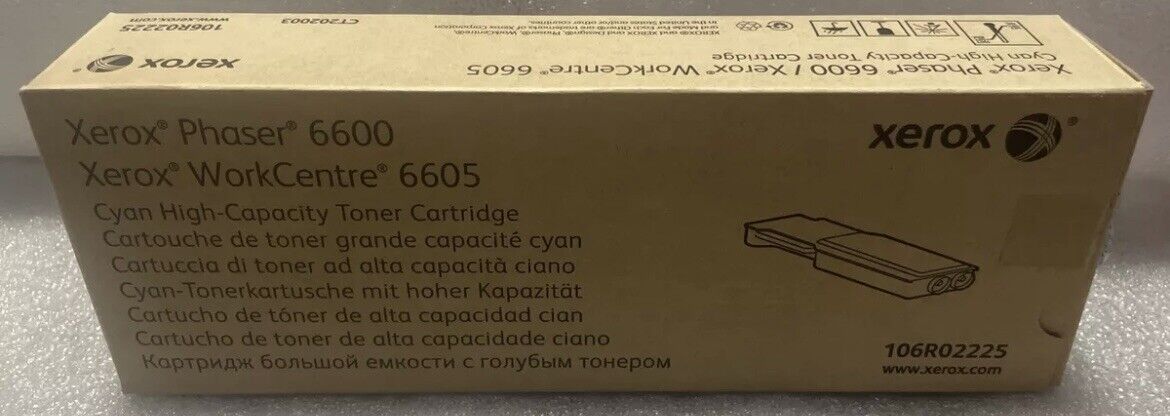 Genuine Xerox 106R02225 High-Capacity Cyan Toner Cartridge Phaser 6600