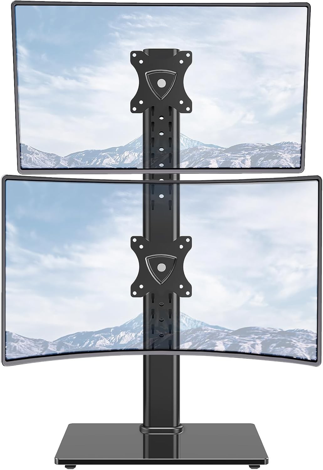 Vertical Dual Monitor Stand For Two 32 Inch Screens Height Adjustable VESA