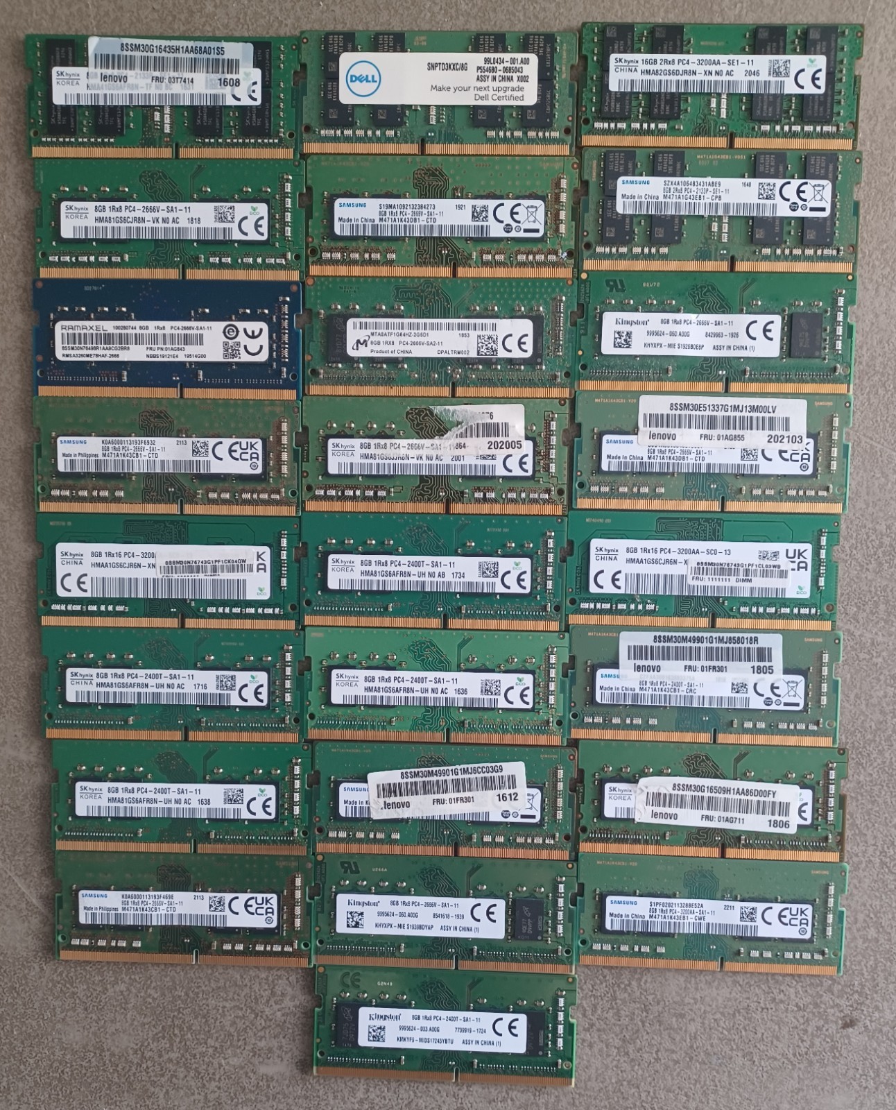 Mixed Lot/Brand Of (25) 8Gb PC4 Laptop Memory (Used)