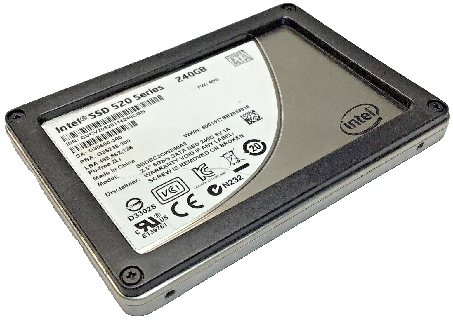 Intel 520 Series SSDSC2CW240A3 240GB SATA 6Gb/s 2.5" SSD
