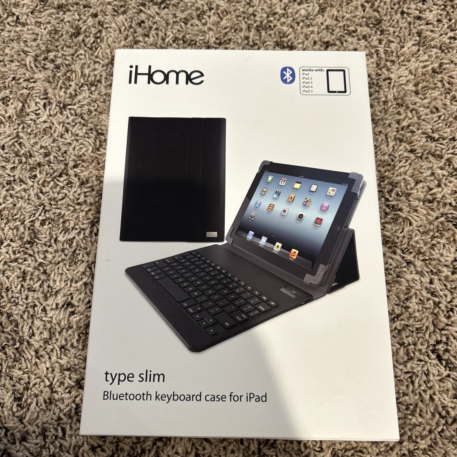 iHome IH-IP2105B Type Slim Bluetooth Keyboard Case for iPad for iPad 1 - 5