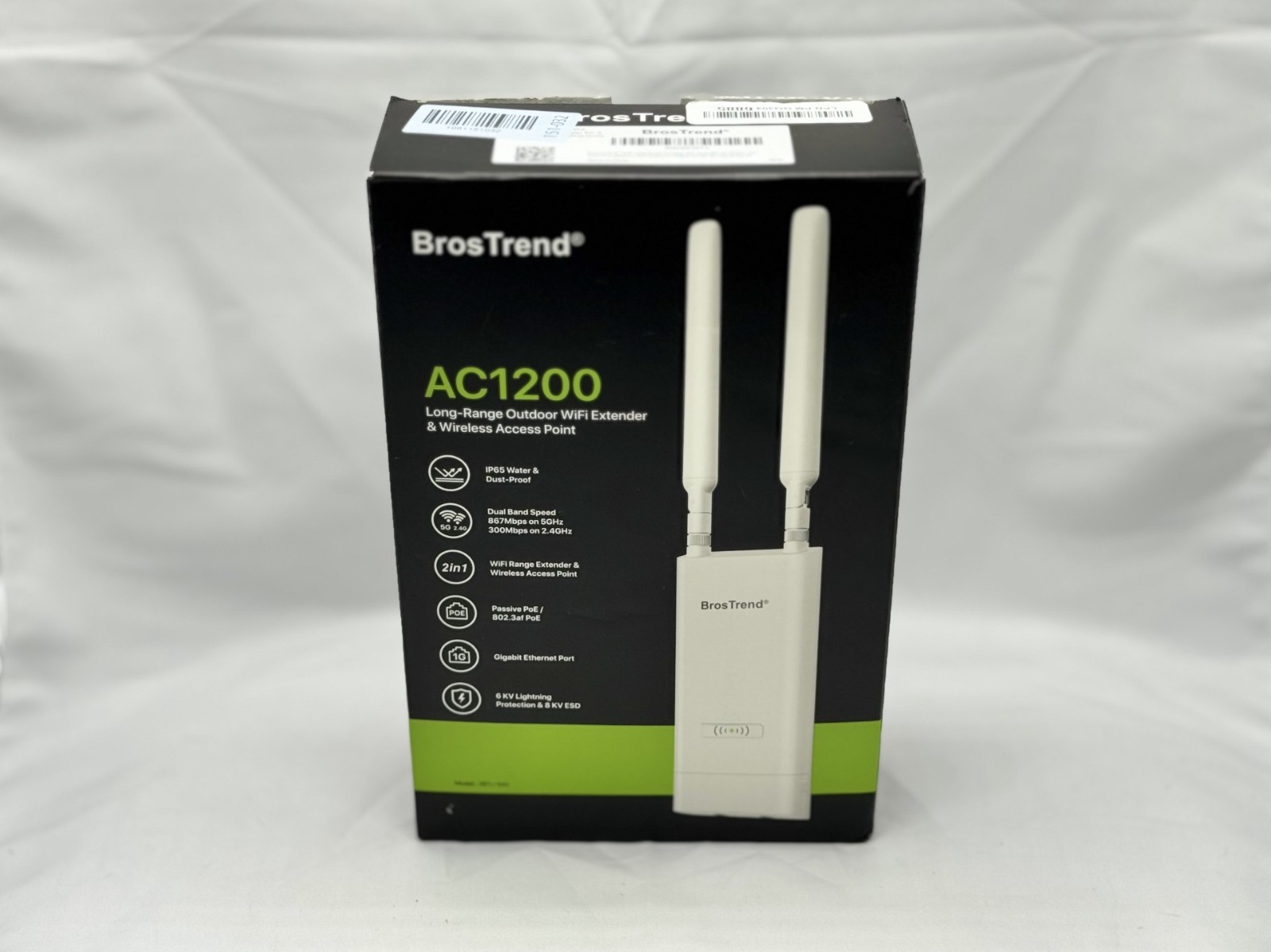 BrosTrend AC1200 Outdoor WiFi Signal Booster, PoE Powered, with Passive PoE...