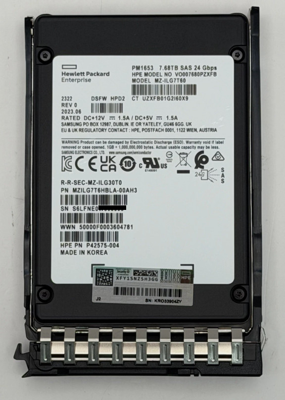 HPE 7.68TB SAS RI 24GBS SFF BC MV SSD (P49741-001) - P49041-B21