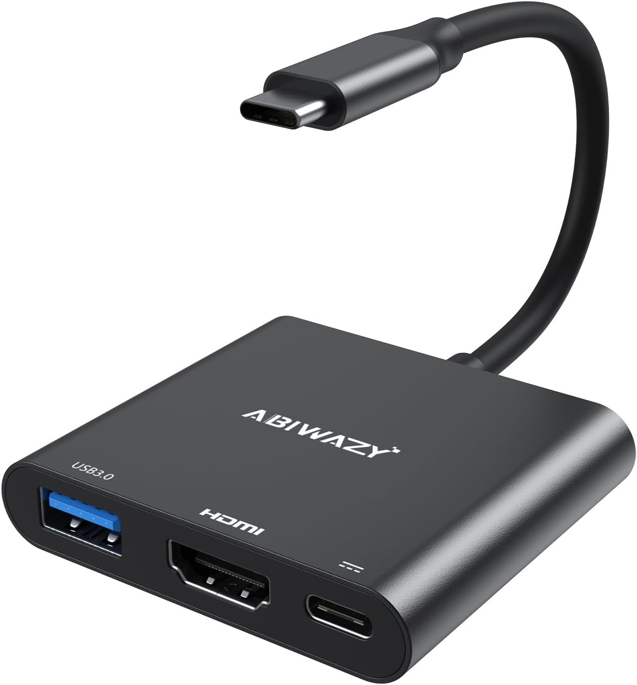 USB C to HDMI Multiport Adapter 4K 30Hz PD Charging USB  3-in-1 Adapter, Black