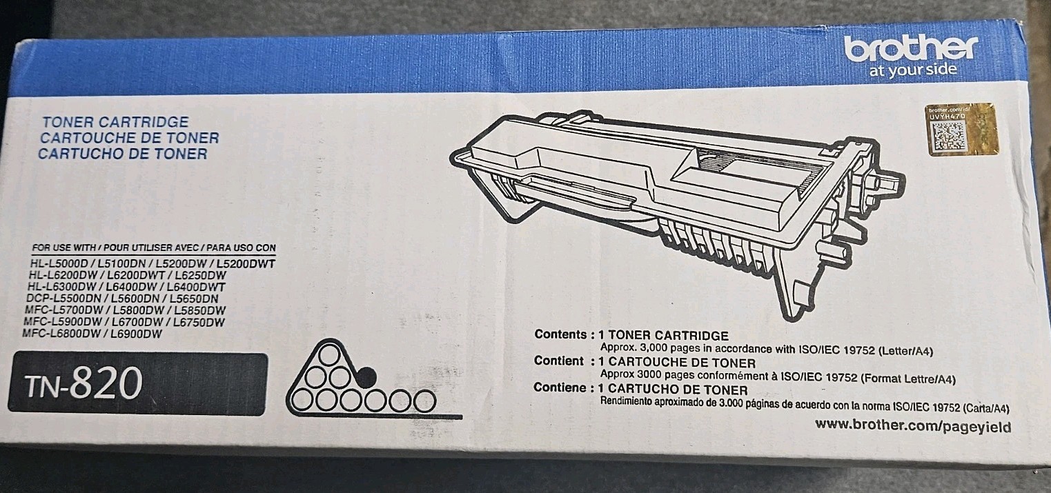 NEW-Brother TN-820 Black Toner Cartridge for HL-L6200DW, MFC-L5900DW + More 