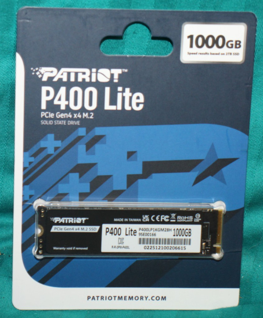 Patriot P400 Lite M.2 PCIe Gen 4 x4 1TB SSD, Solid State Drive - P400LP1KGM28H