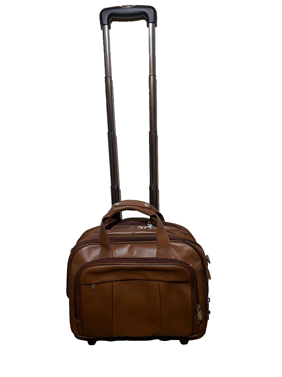McKlein R Series Laptop Compatible Rolling Brown Leather Briefcase - No Strap
