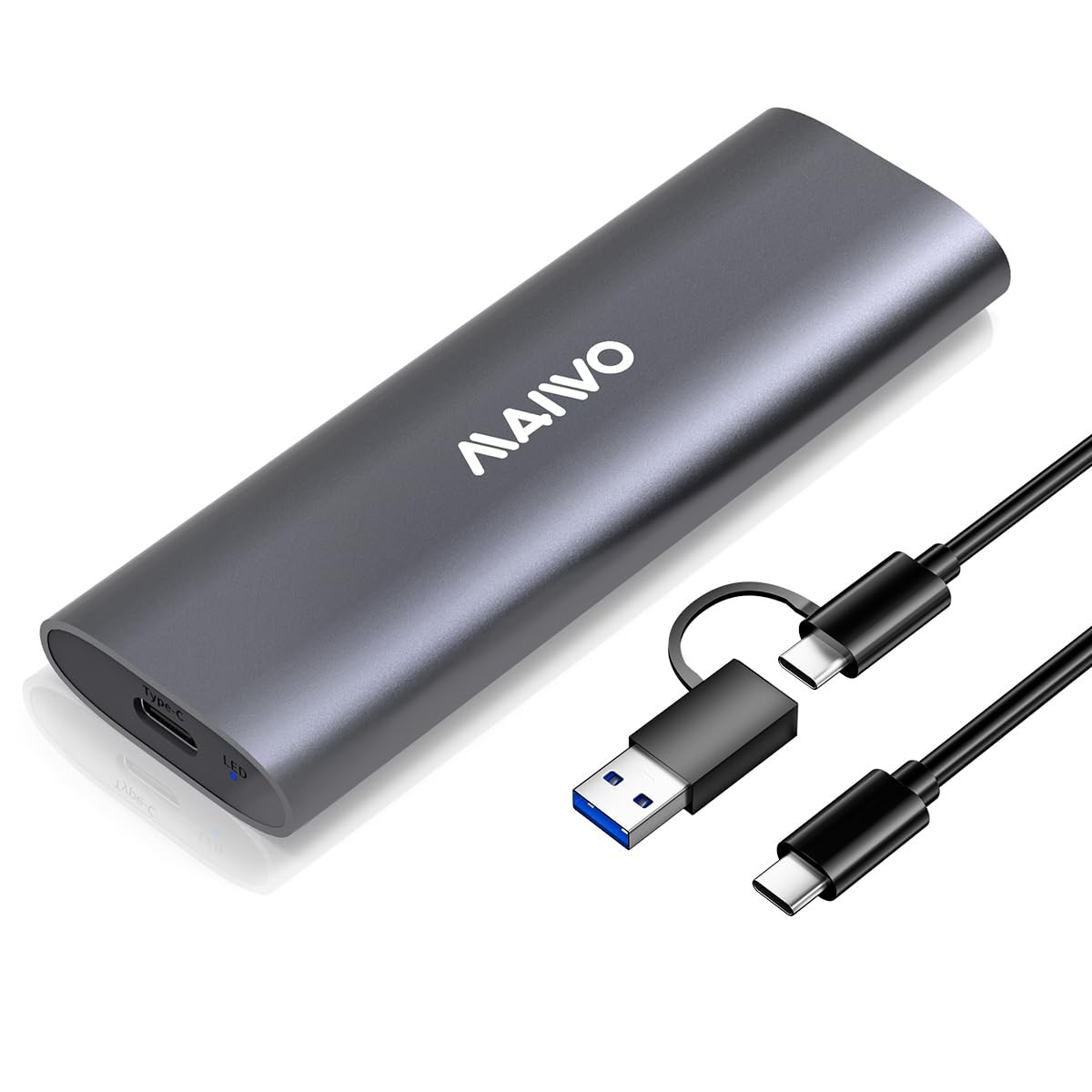 MAIWO M.2 NVMe SSD Enclosure, USB 3.1 GEN2 10Gbps Tool Free USB C to M.2 NVMe SS