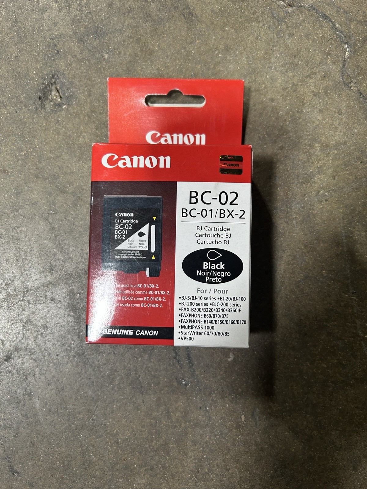 Canon BC-02 Black Ink Cartridge OEM Genuine — New