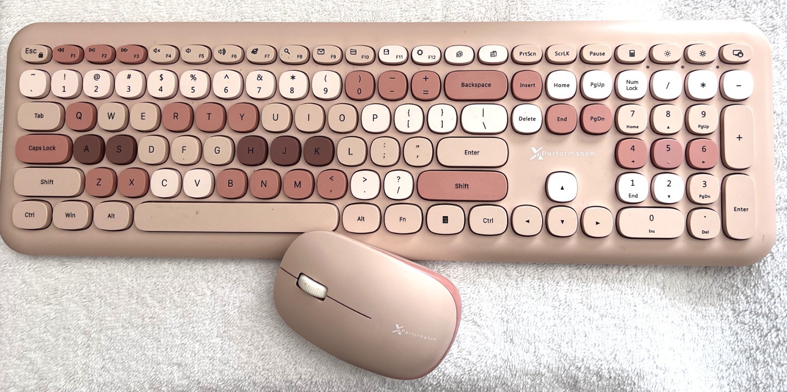 Wireless Keyboard Mouse Combo Pink Rose USB Receiver Tested and Works