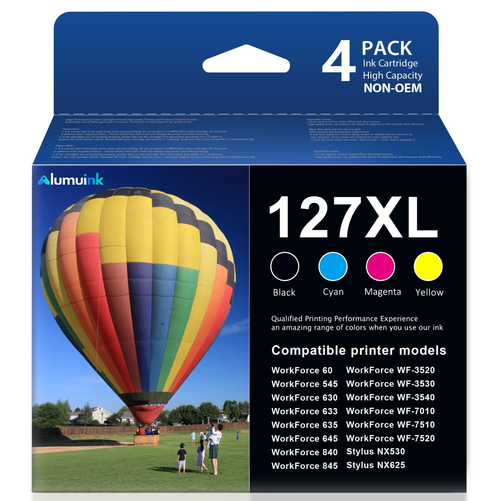 4 Pack 127XL 127 XL Ink Replacement For Epson WF-545 WF-845 WF-645 WF-7520