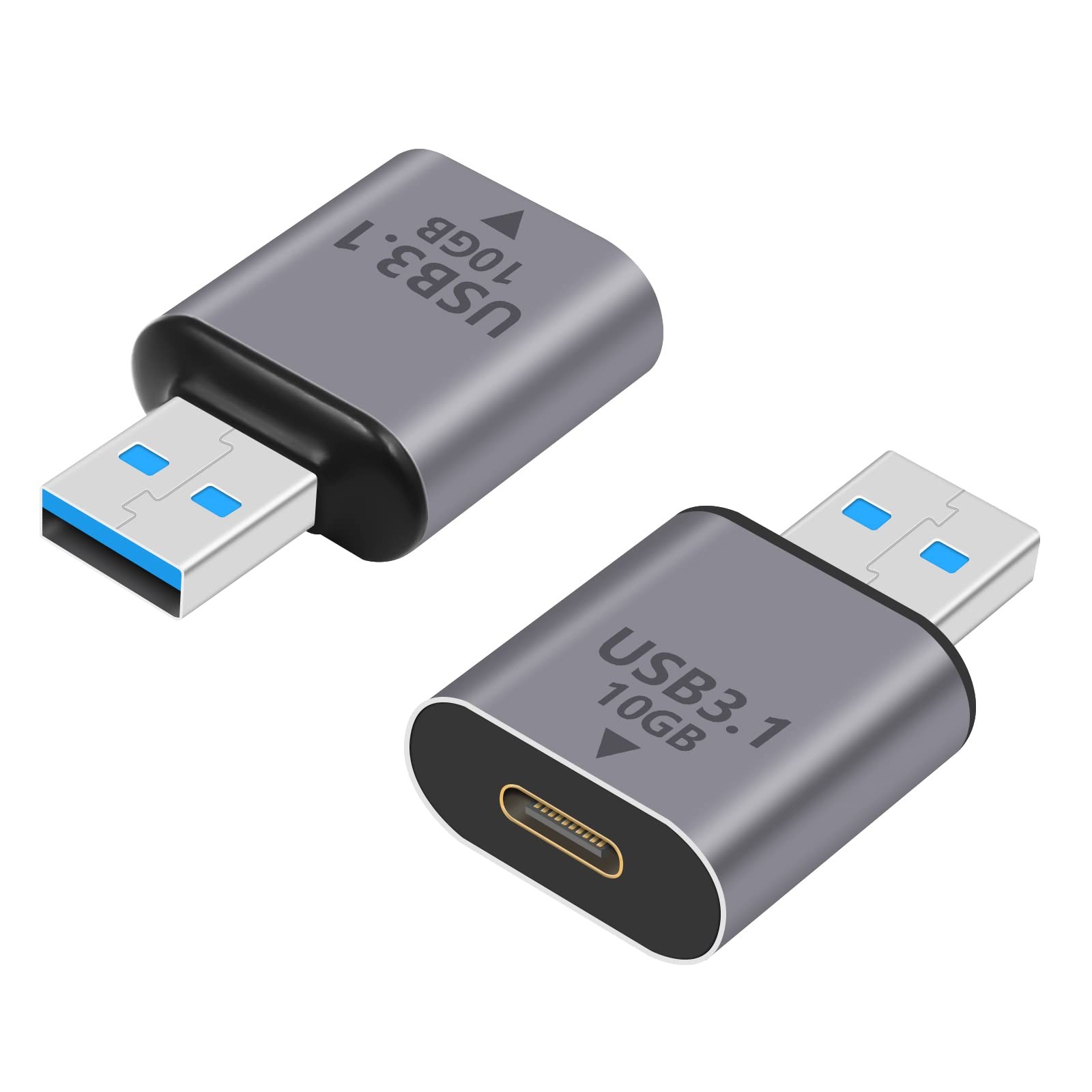 Poyiccot USB C Female to Male Adapter A C Adapter-2pack, grey 