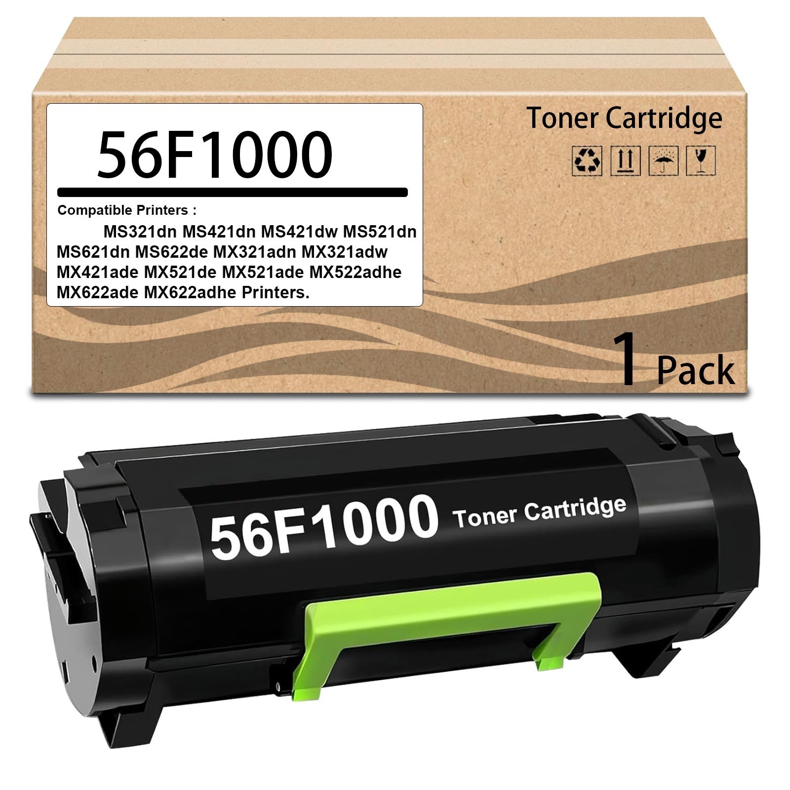 1 Pack 56F1000 Toner Cartridge Replacement for MS321dn MS421dn MS421dw MS521dn