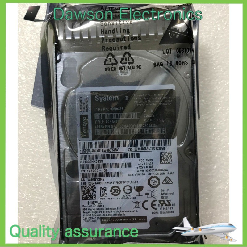 NewIBM Lenovo 00NA496 00NA497 2TB SAS 12GB 2.5 hard drive X3650M5 X3850X6
