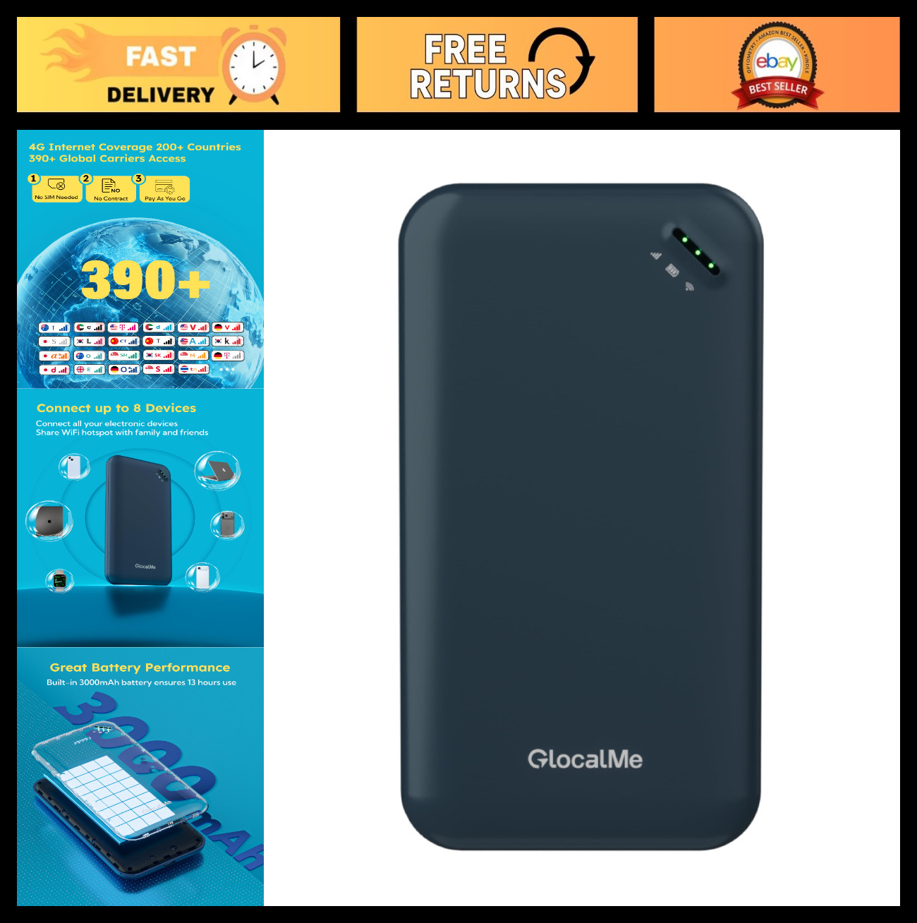 4G Portable WiFi Hotspot for Travel - Global Internet Access in 200+ Countries