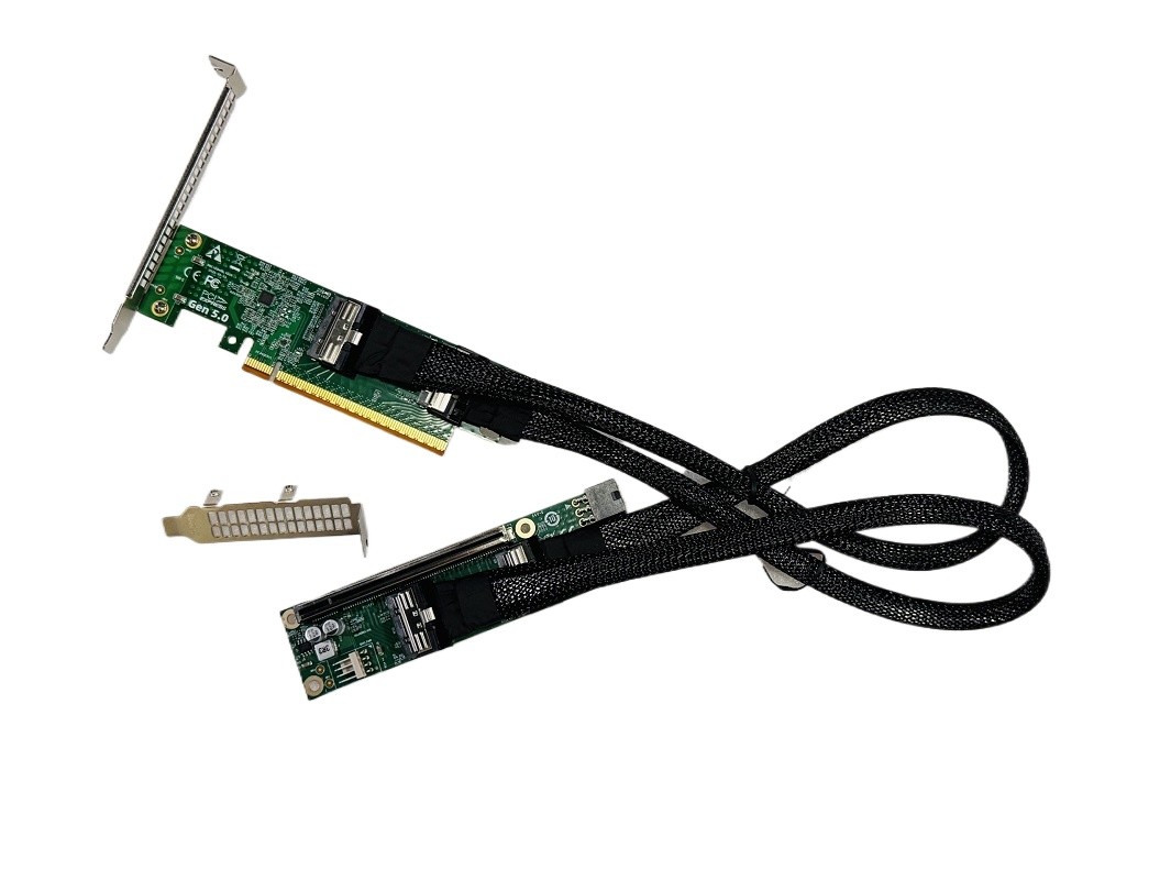  PCIe5.0 x16 to MCIO 8i SFF-TA-1016 +2 Port MCIO 8I to PCIe x16 Adapter +2*cable