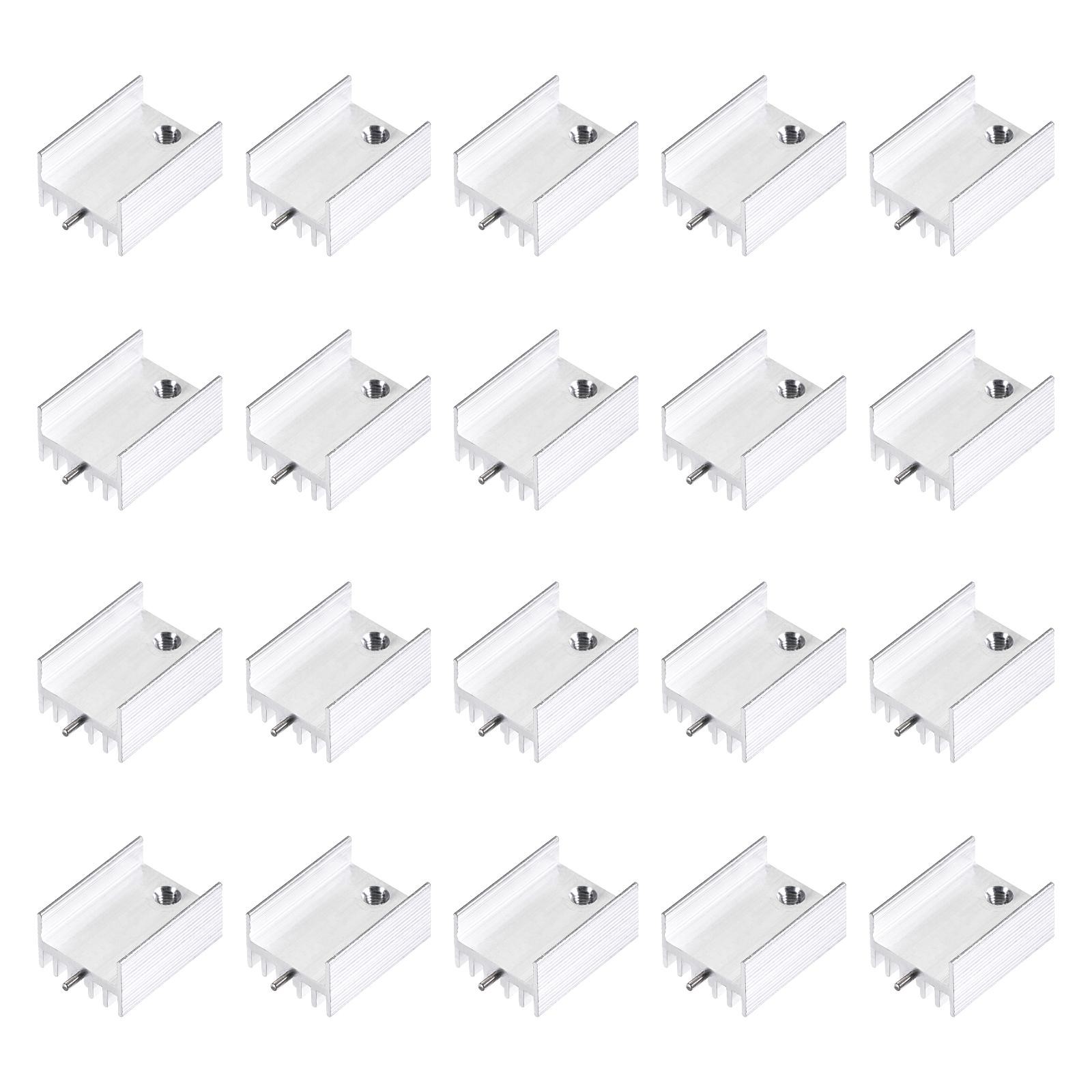 20 Pack 20x15x10mm Aluminum Cooling TO-220 Transistor Diode w/ 1×Dual Pin Silver