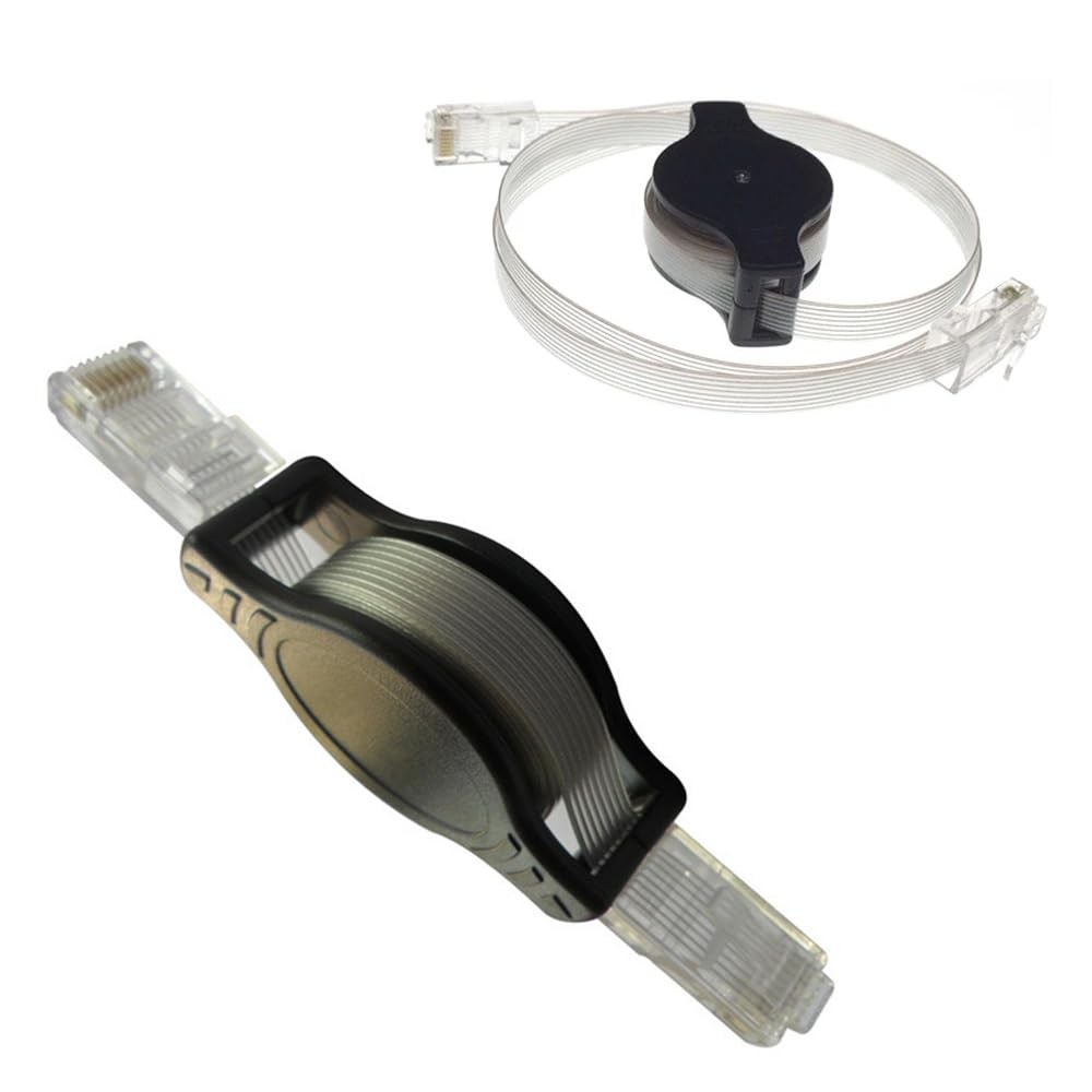 2 PCS Retractable Ethernet Cable 5 FT Cat5 Lightweight Portable Network LAN