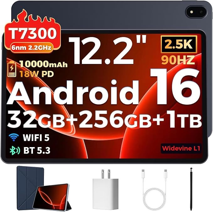 12.2" Android 16 Tablet – 256GB – 32GB RAM – 10,000mAh – 2.4K Display (BLUE)