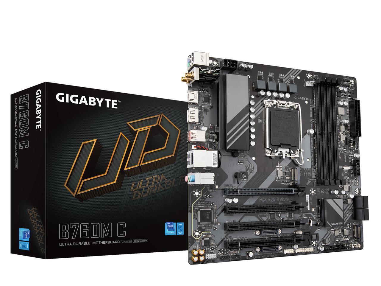GIGABYTE B760M C LGA 1700 Intel B760 M-ATX Motherboard with DDR5, M.2, PCIe 4.0,