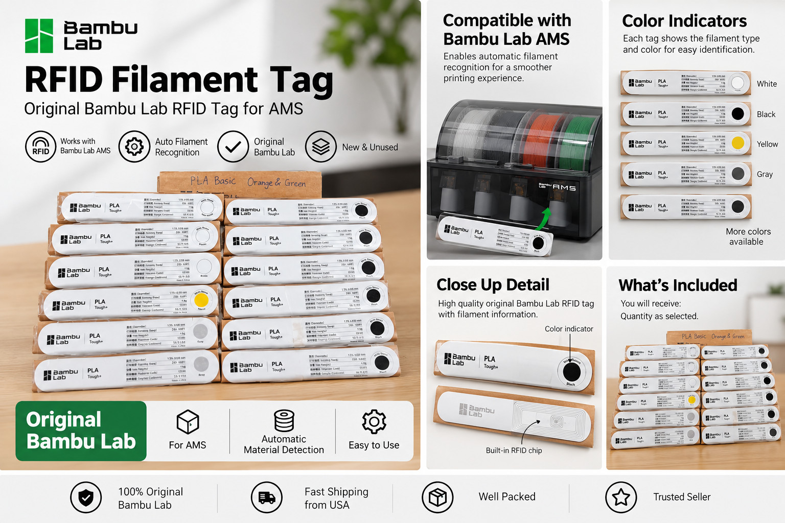 Bambu Lab RFID Filament Tags for AMS PLA Tough+ Basic Original SOLD INDIVIDUALLY