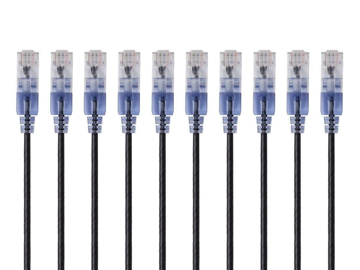Monoprice SlimRun Cat6A Ethernet Cable 10 Pack 1 Feet 30AWG Snagless Design