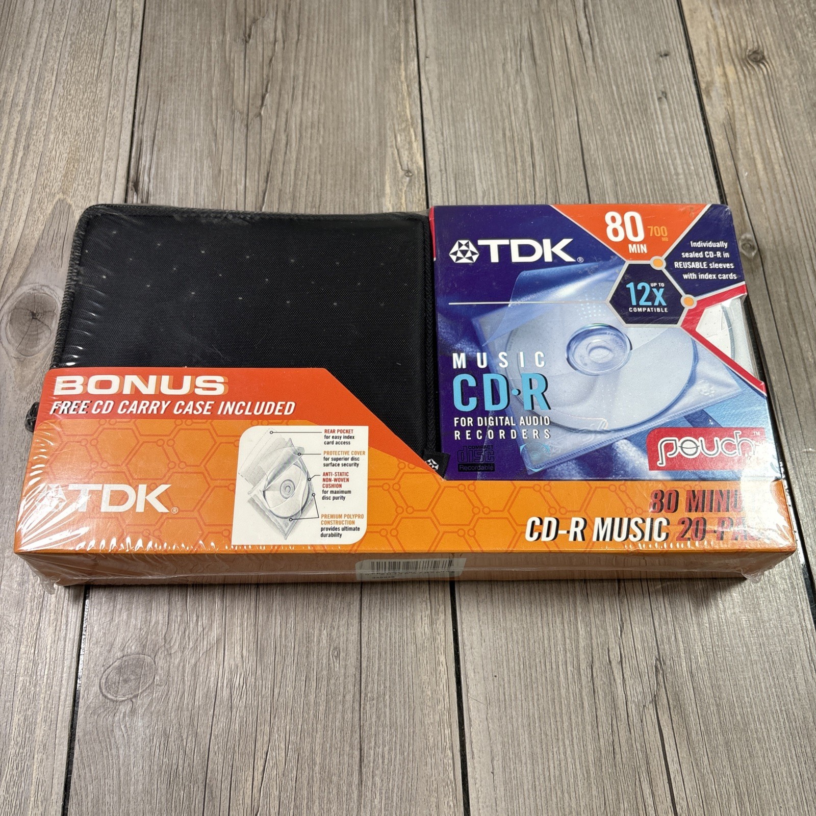 TDK CD-R 20-Pack + CD Carry Case Gift Set NEW, Sealed