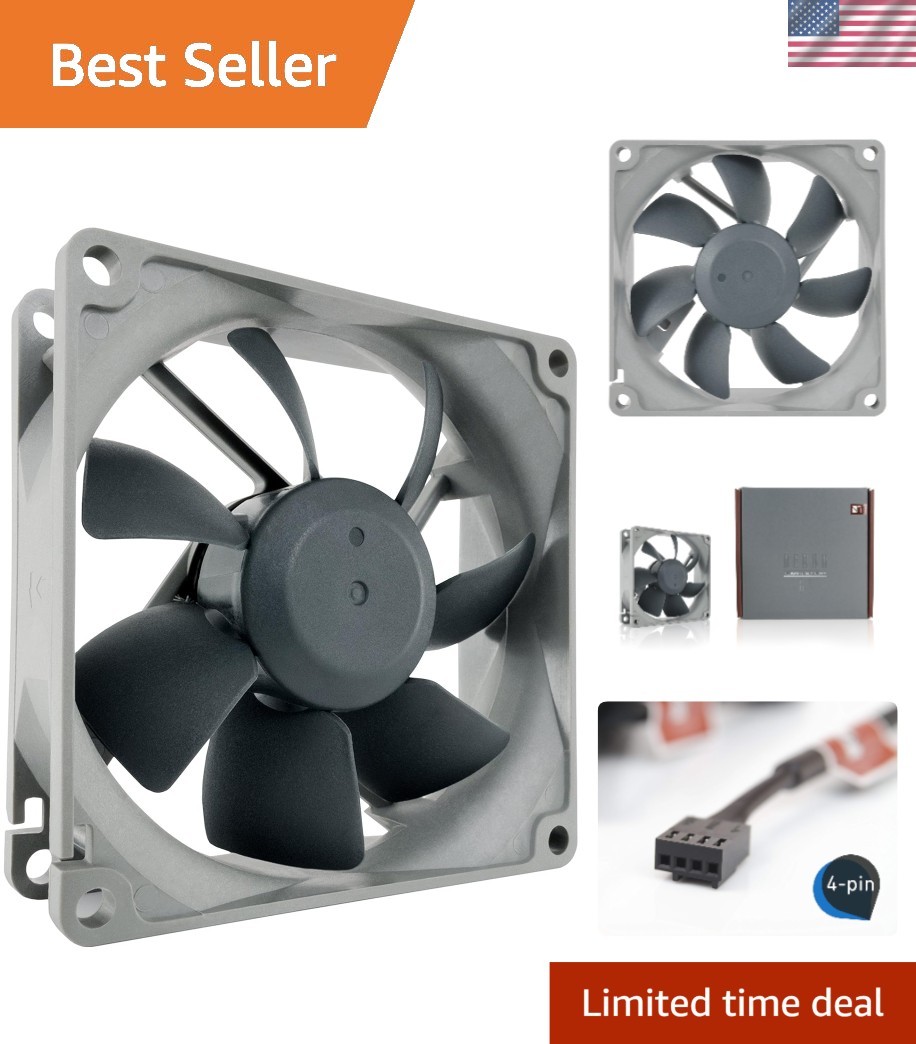 Efficient 4-Pin 80mm Cooling Fan, 1800 RPM, 12V, Quiet Operation for Desktops