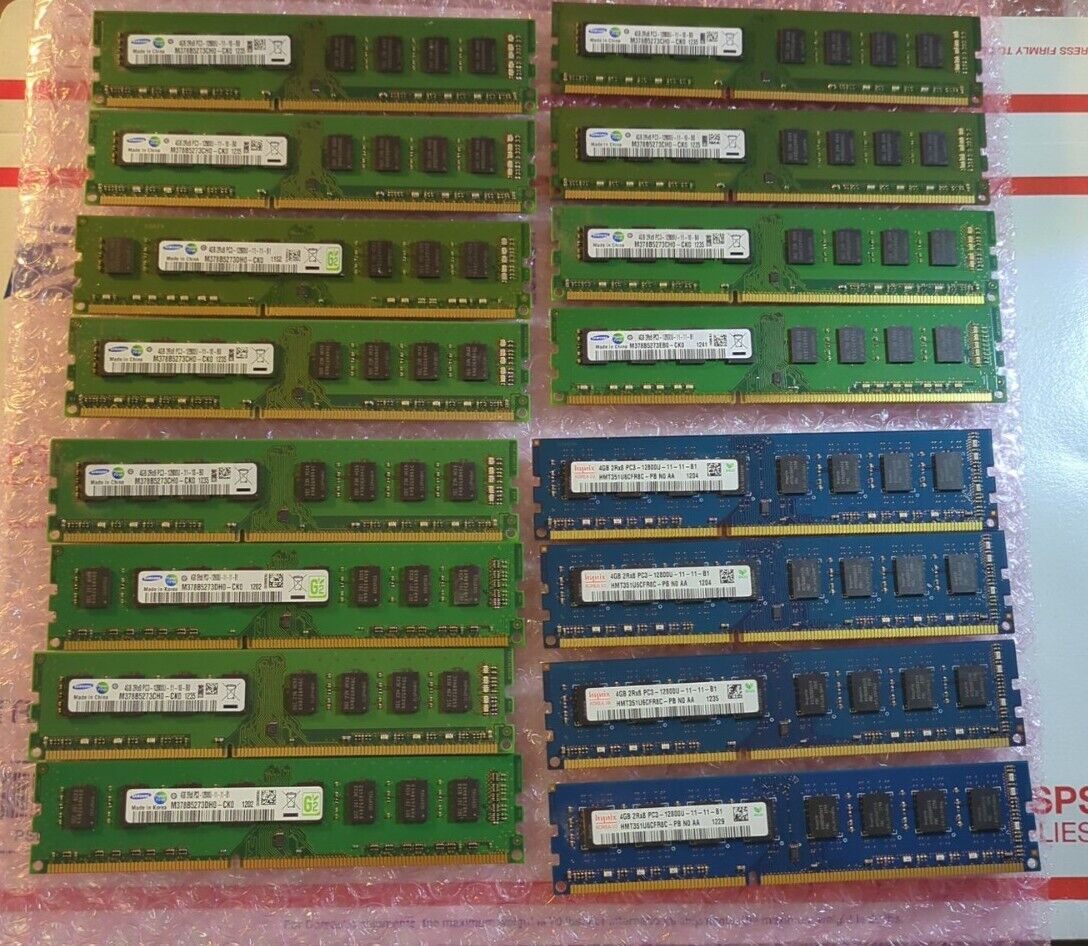 LOT Samsung & SK Hynix 64GB (4GB x 16) 2Rx8 PC3-12800U DDR3-1600 RAM Memory
