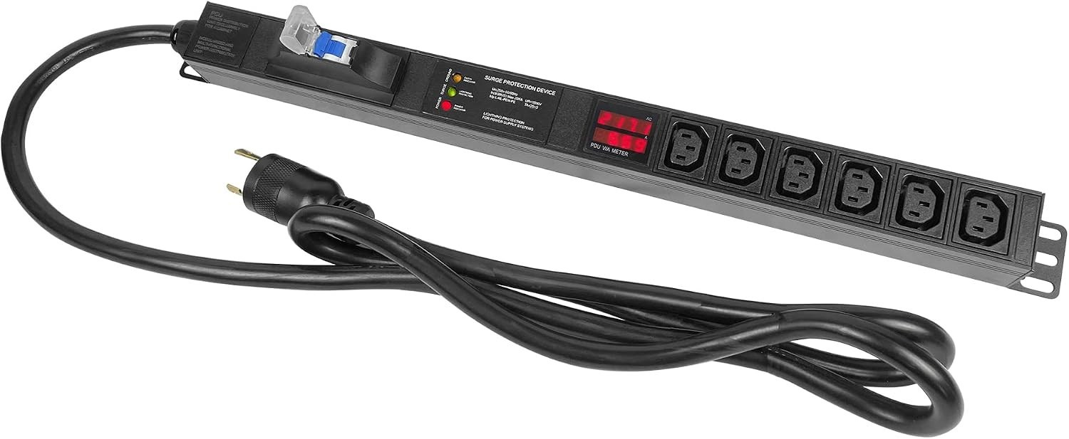 LCD Metered PDU 200-240v 30A 30amp L6-30P 8 x C13 Cryptocurrency Mining